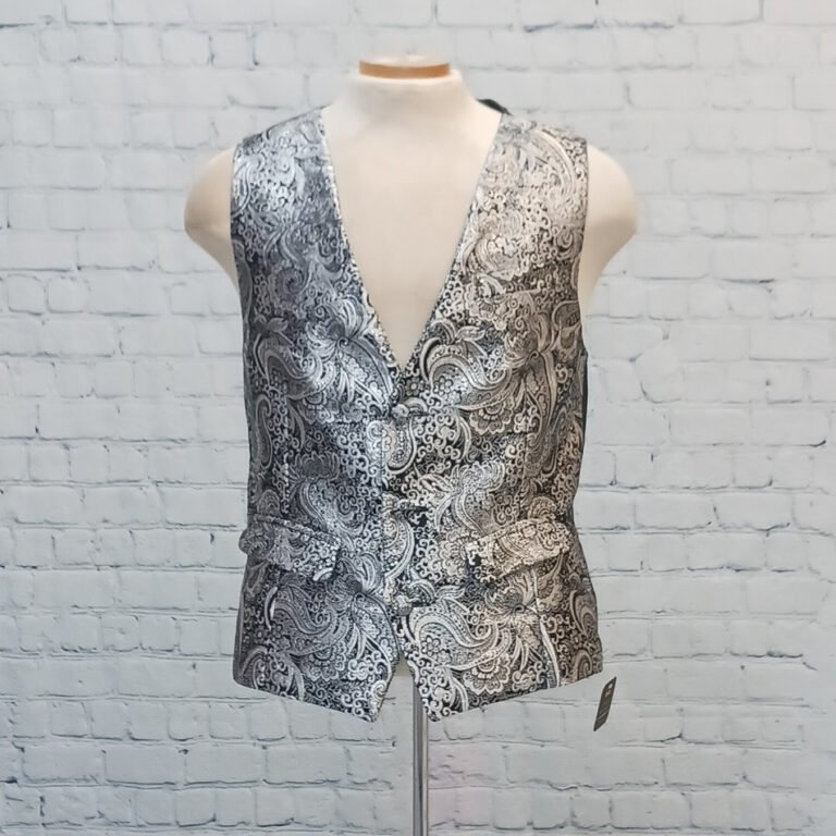 Metallic Silver Paisley on Black Brocade Vest