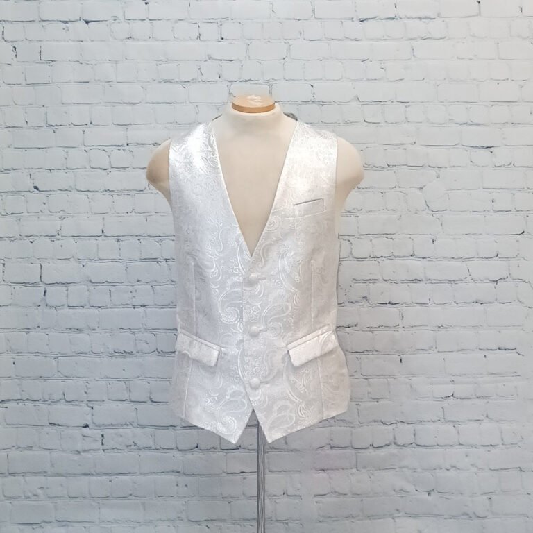 Metallic Silver Paisley on Silver Brocade Vest